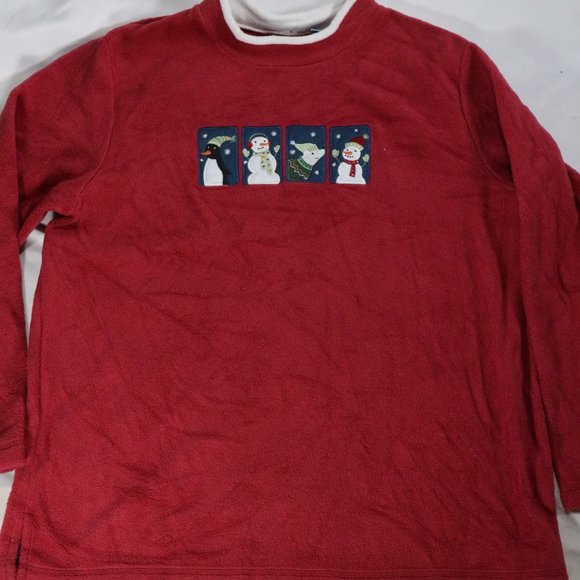 CROFT & BARROW Red Christmas Fleece Pullover Size Meduim - Picture 2 of 9